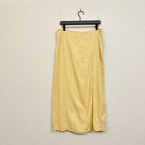 FREE PEOPLE Cotton Blend Skirt Yellow Side Slit A-Line Woven Lightweight